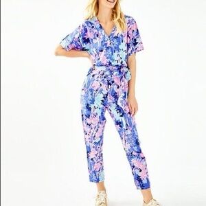 Lilly Pulitzer Sz S Printed Floral Relaxed Jumpsuit